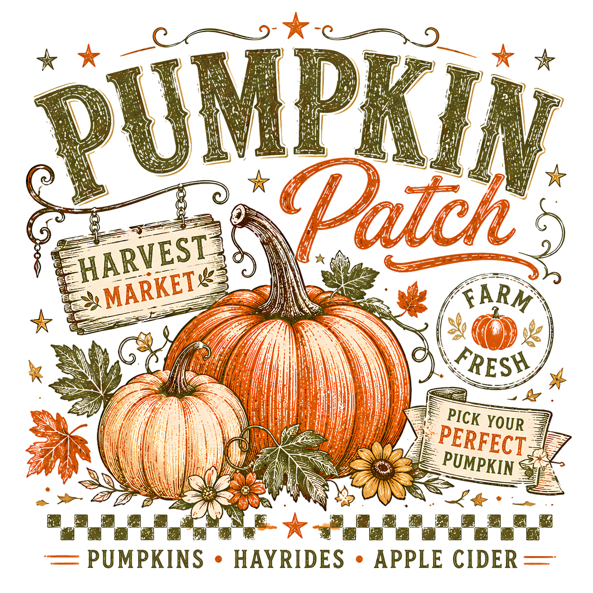 Pumpkin Patch Harvest Market Farm Fresh – Fall Ready to Press DTF Transfer