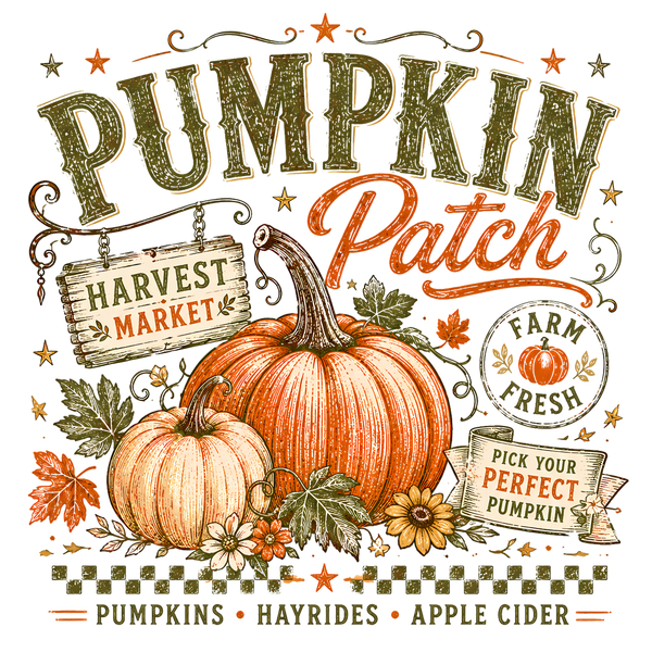 Pumpkin Patch Harvest Market Farm Fresh – Fall Ready to Press DTF Transfer
