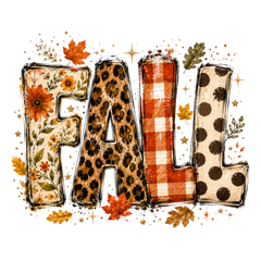 Fall Leopard Plaid Polka Dot Mixed Pattern Letters – Fall Ready to Press DTF Transfer