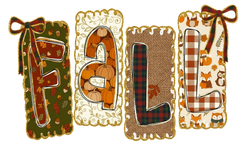 Coquette Fall Patchwork Letters with Bows – Fall Ready to Press DTF Transfer