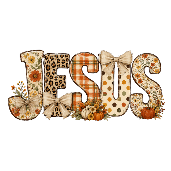 Jesus Fall Leopard Plaid Pumpkin Letters – Religious Ready to Press DTF Transfer