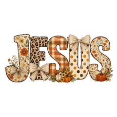 Jesus Fall Leopard Plaid Pumpkin Letters – Religious Ready to Press DTF Transfer