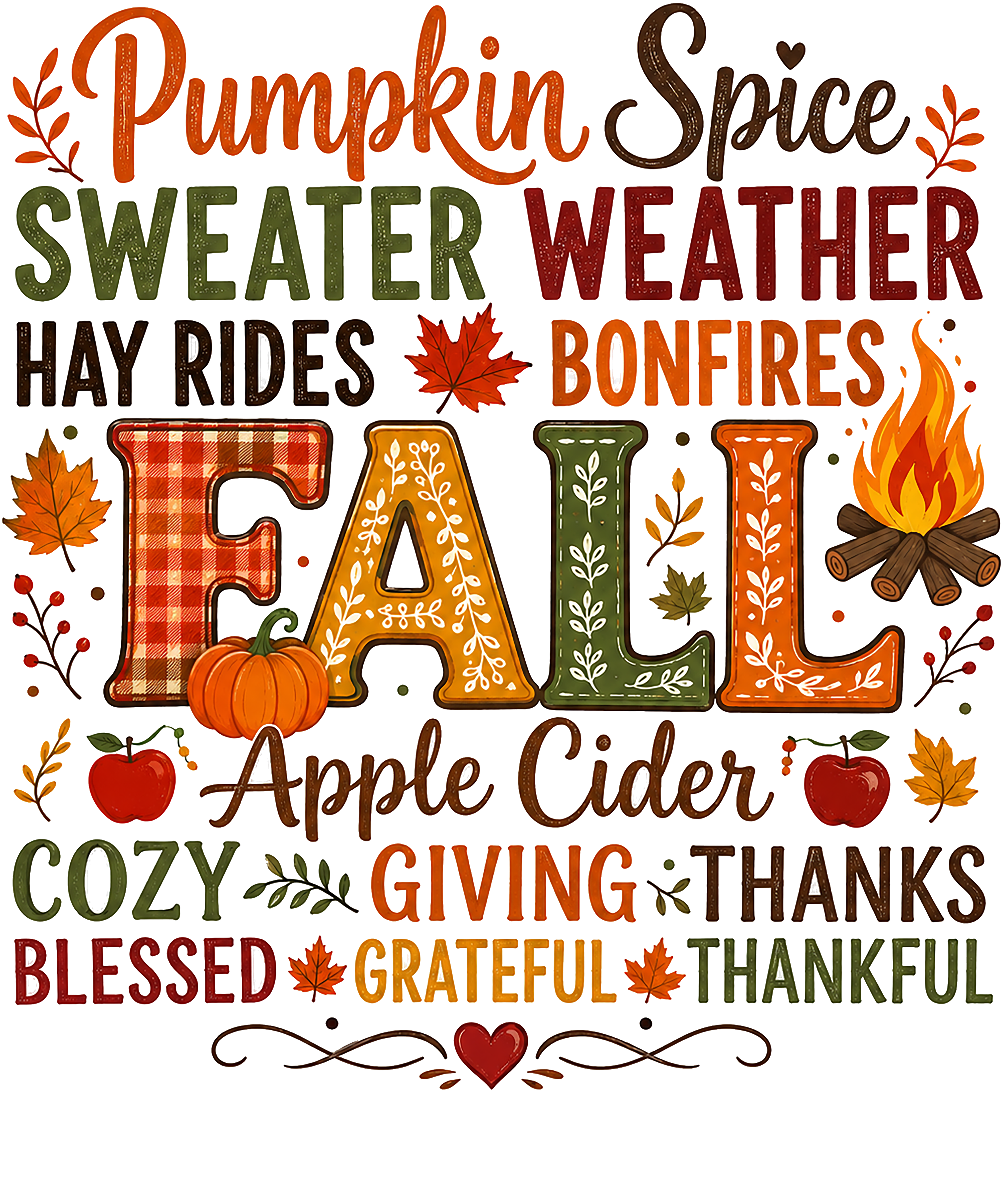 Pumpkin Spice Sweater Weather Fall Typography – Fall Ready to Press DTF Transfer