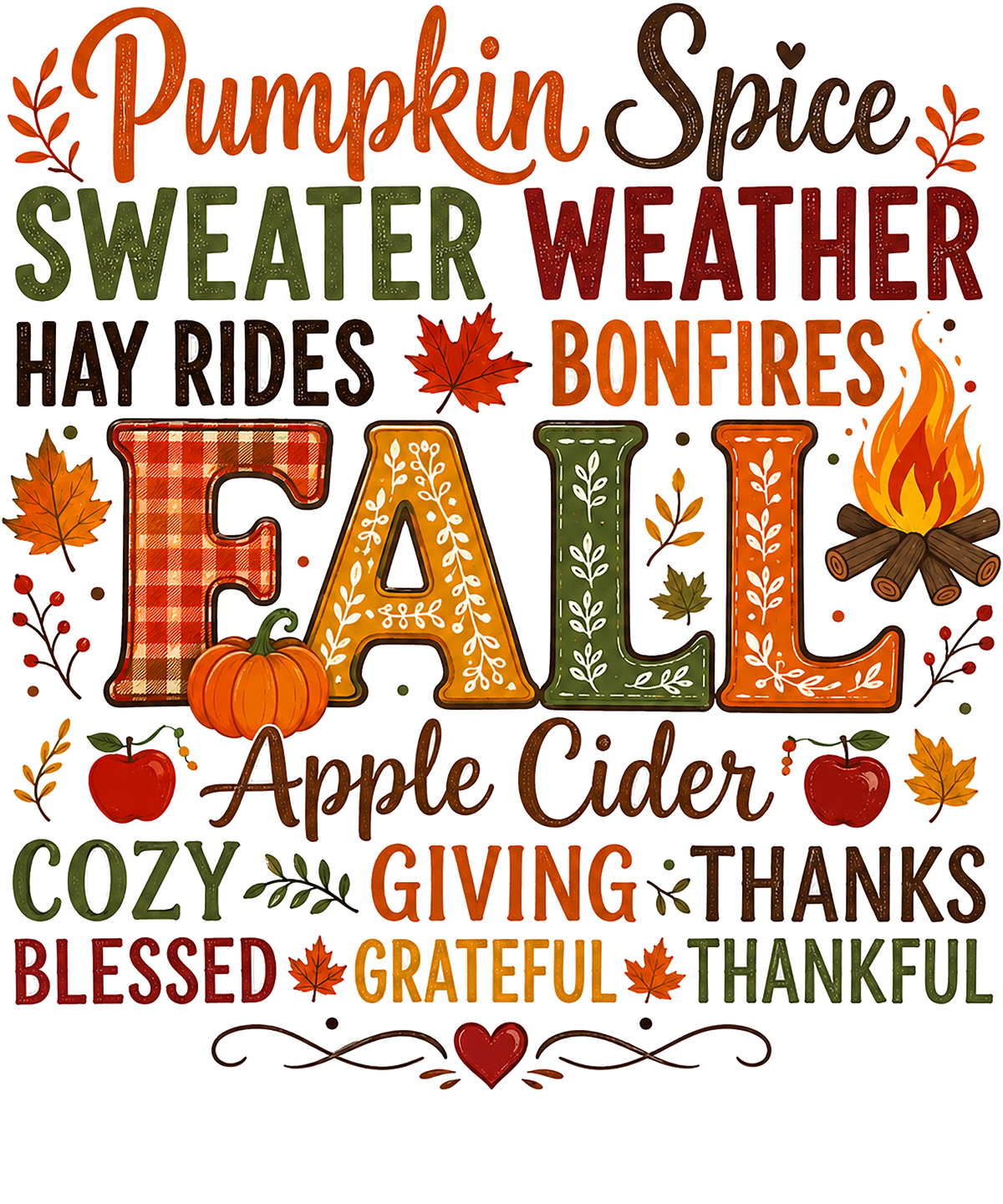 Pumpkin Spice Sweater Weather Fall Typography – Fall Ready to Press DTF Transfer
