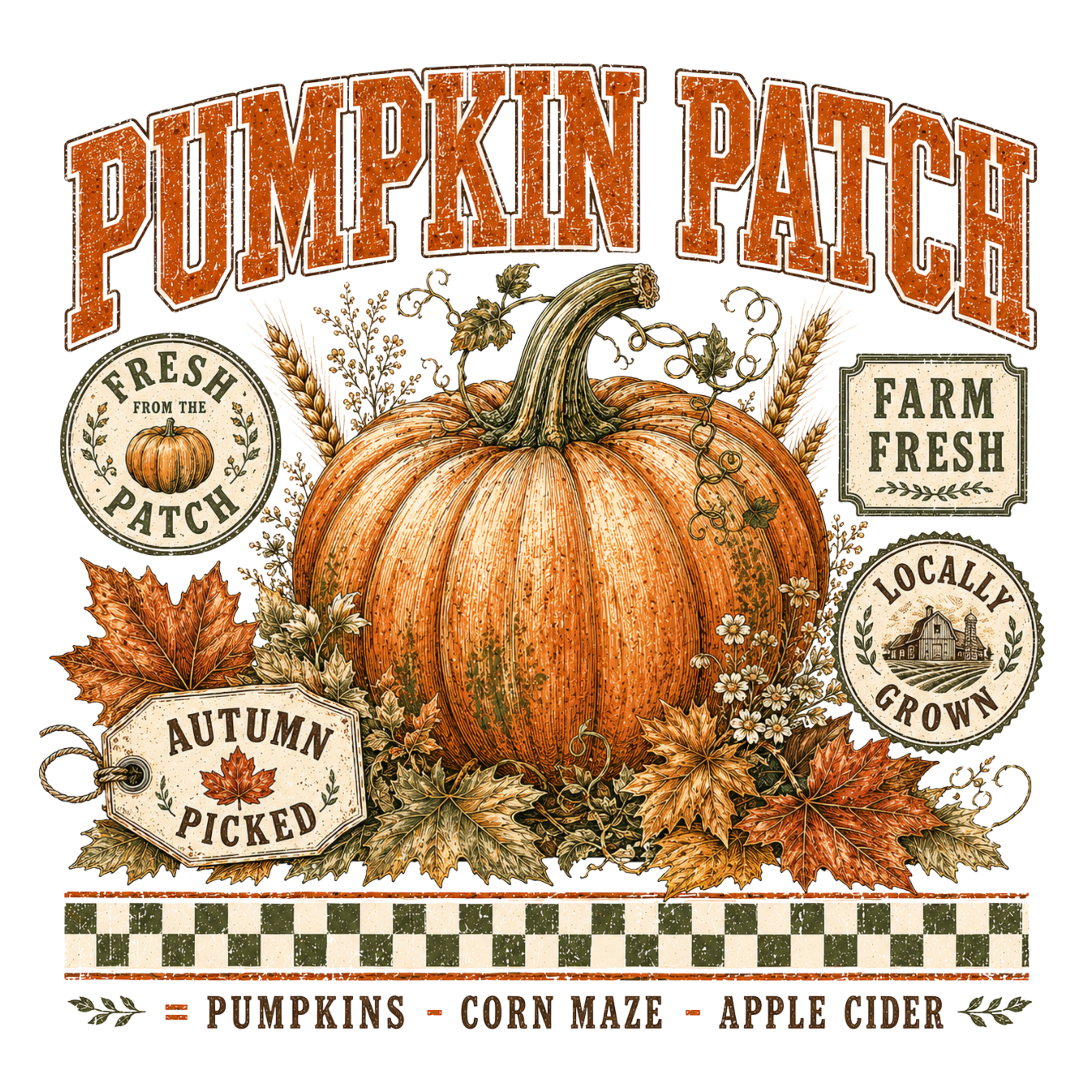 Retro Pumpkin Patch Farm Fresh – Fall Ready to Press DTF Transfer