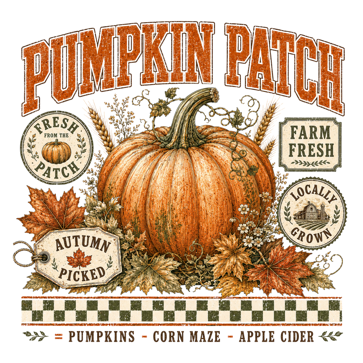 Retro Pumpkin Patch Farm Fresh – Fall Ready to Press DTF Transfer