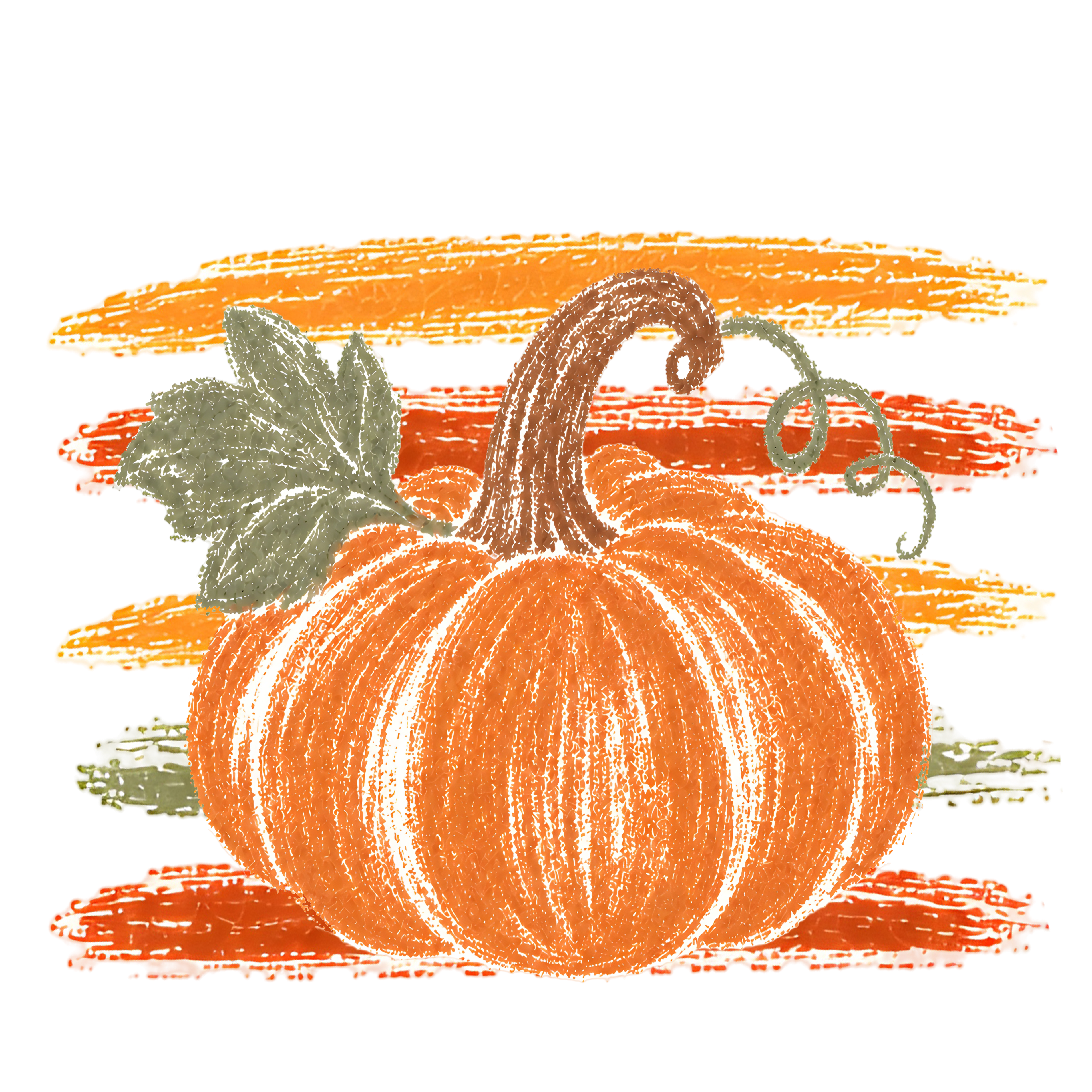 Striped Crayon Pumpkin with Fall Sunset – Fall Ready to Press DTF Transfer