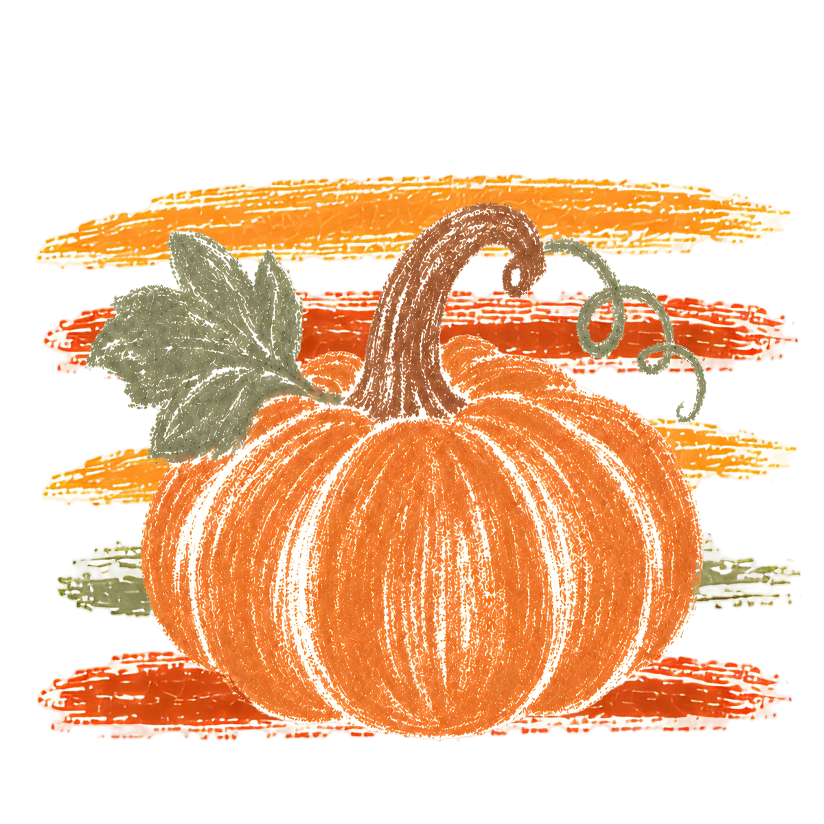 Striped Crayon Pumpkin with Fall Sunset – Fall Ready to Press DTF Transfer
