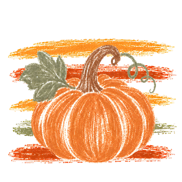 Striped Crayon Pumpkin with Fall Sunset – Fall Ready to Press DTF Transfer