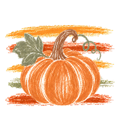 Striped Crayon Pumpkin with Fall Sunset – Fall Ready to Press DTF Transfer