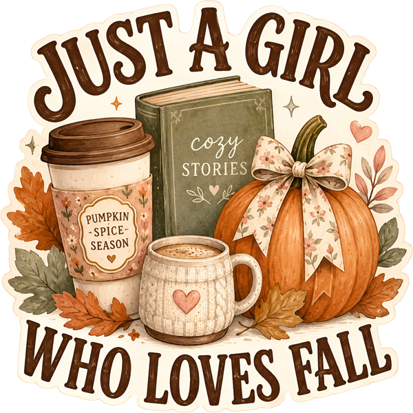 Just A Girl Who Loves Fall Pumpkin Spice – Fall Ready to Press DTF Transfer