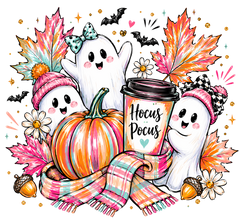 Hocus Pocus Ghost Trio With Coffee – Halloween Ready to Press DTF Transfer