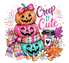 Creep It Cute Stacked Jack-O-Lanterns – Halloween Ready to Press DTF Transfer