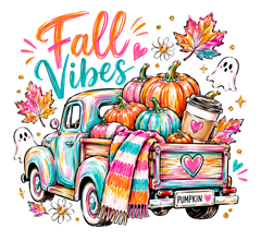 Fall Vibes Pumpkin Truck With Ghosts – Fall Ready to Press DTF Transfer