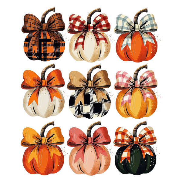 Plaid Bow Pumpkins Fall Collection – Fall Ready to Press DTF Transfer