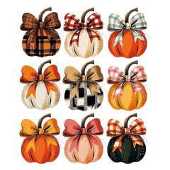 Plaid Bow Pumpkins Fall Collection – Fall Ready to Press DTF Transfer