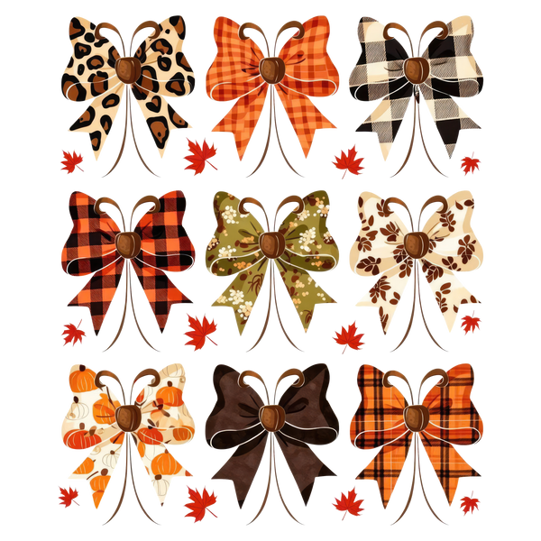 Fall Pattern Bows Collection Leopard Plaid – Fall Ready to Press DTF Transfer