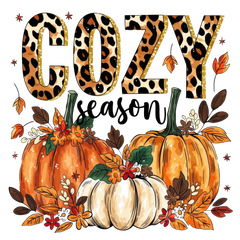 Cozy Season Leopard Print Pumpkins And Leaves – Fall Ready to Press DTF Transfer