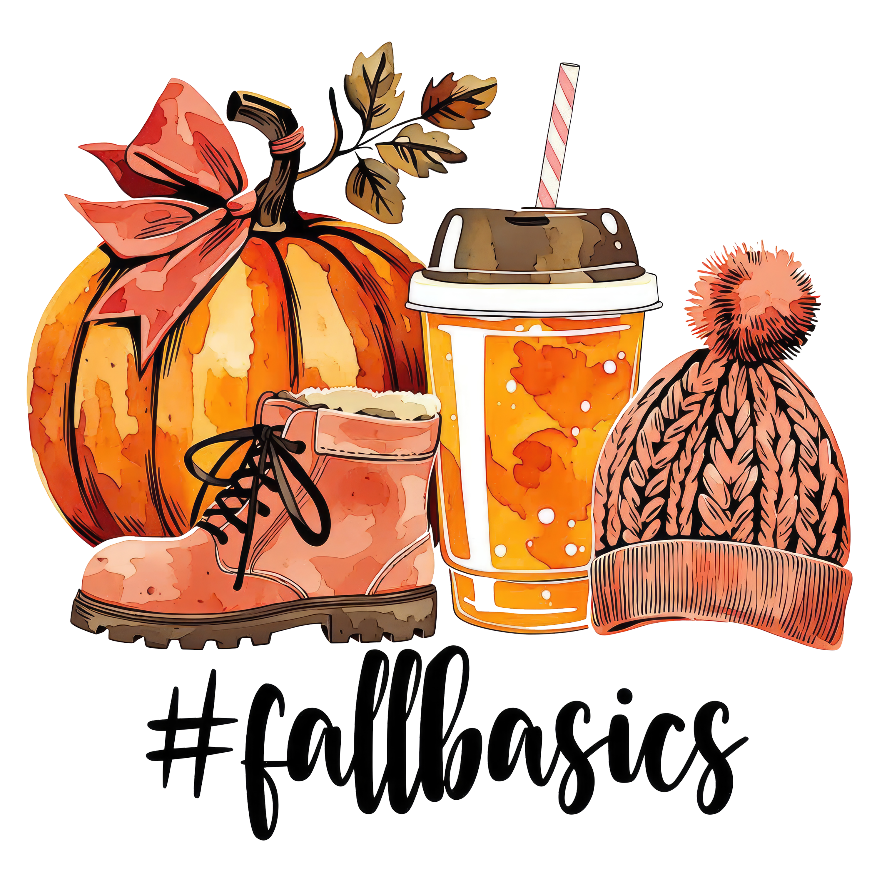 #FallBasics Pumpkin Latte Boots and Beanie – Fall Ready to Press DTF Transfer