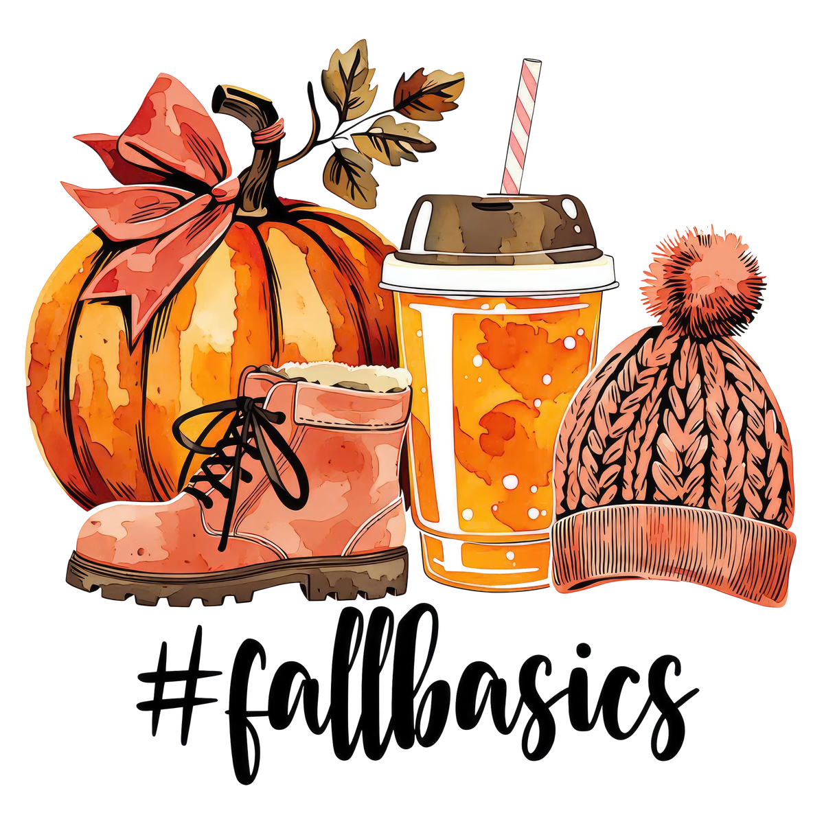 #FallBasics Pumpkin Latte Boots and Beanie – Fall Ready to Press DTF Transfer