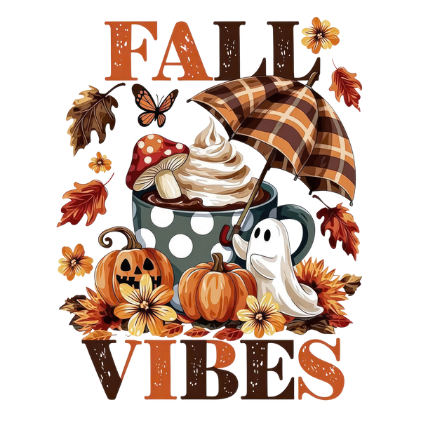 Fall Vibes Pumpkin Spice Ghost Latte – Fall Ready to Press DTF Transfer