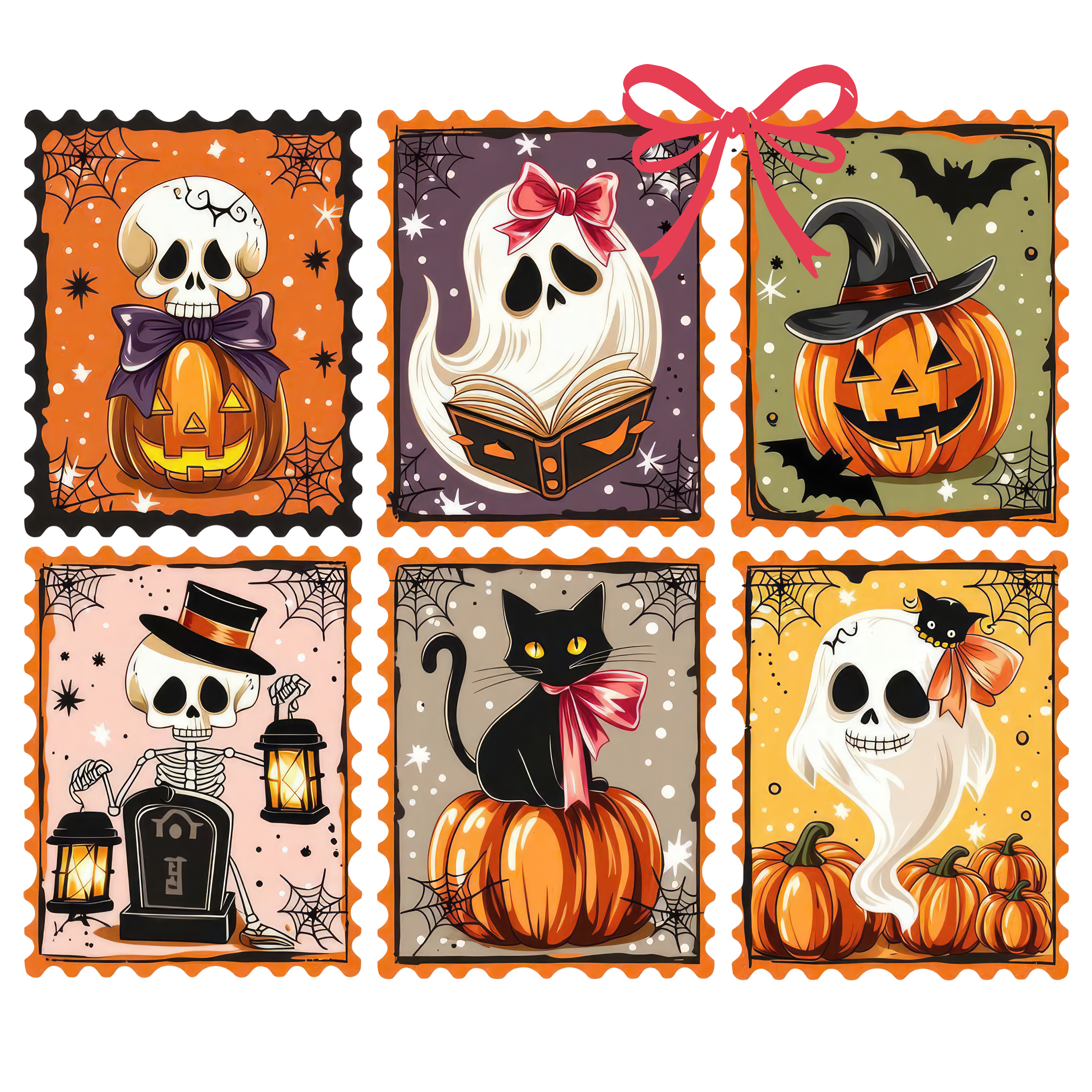 Spooky Halloween Stamps Collage – Halloween Ready to Press DTF Transfer