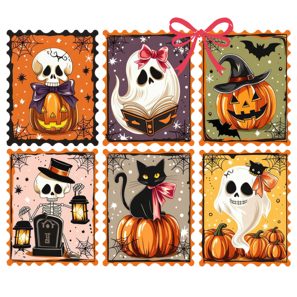 Spooky Halloween Stamps Collage – Halloween Ready to Press DTF Transfer
