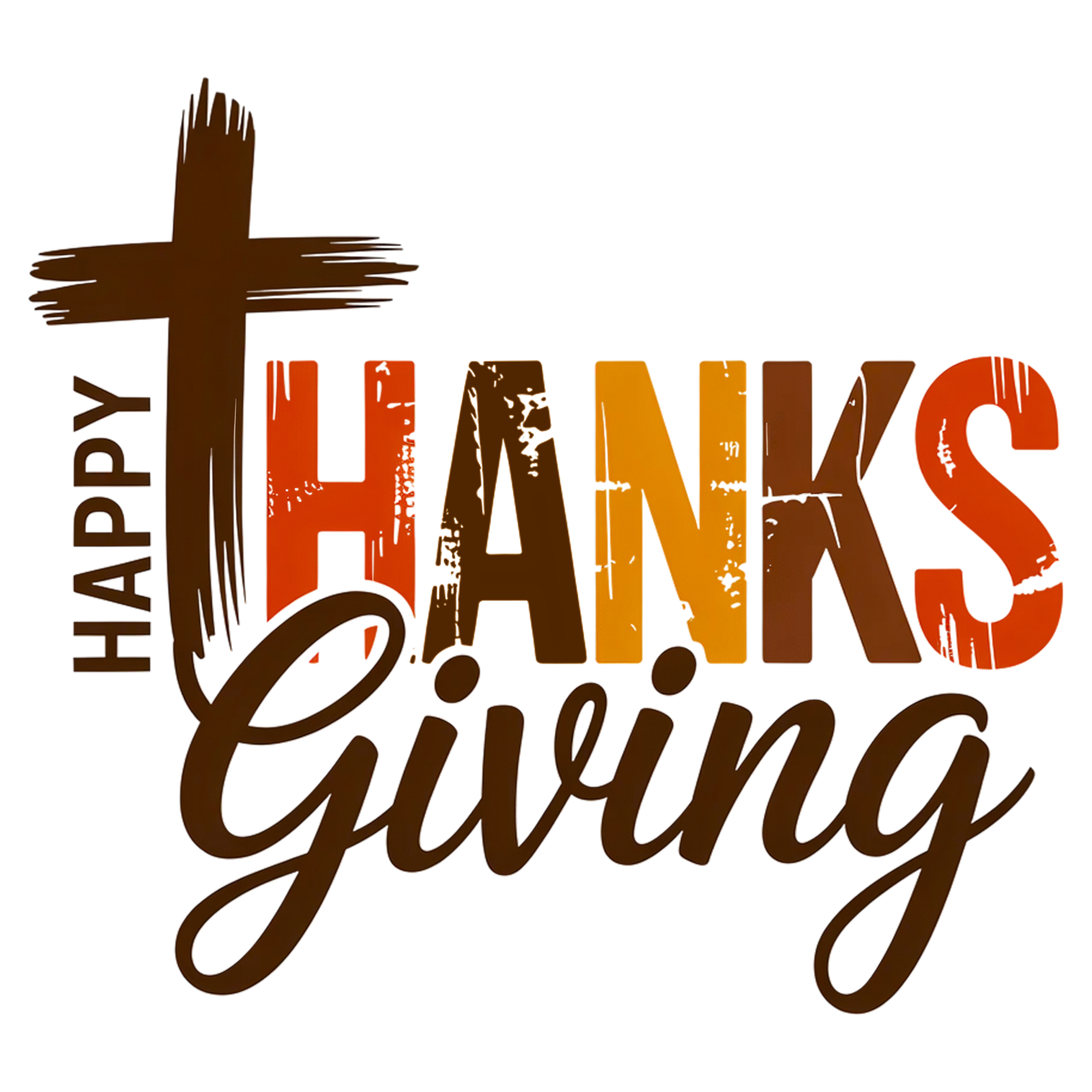 Happy Thanksgiving Cross – Thanksgiving Ready to Press DTF Transfer
