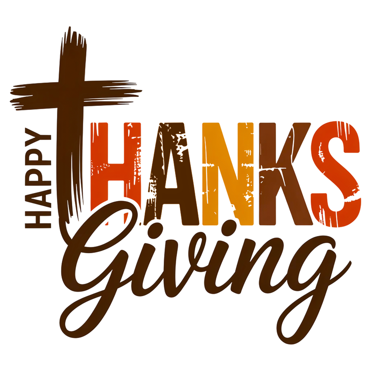 Happy Thanksgiving Cross – Thanksgiving Ready to Press DTF Transfer