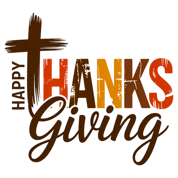 Happy Thanksgiving Cross – Thanksgiving Ready to Press DTF Transfer