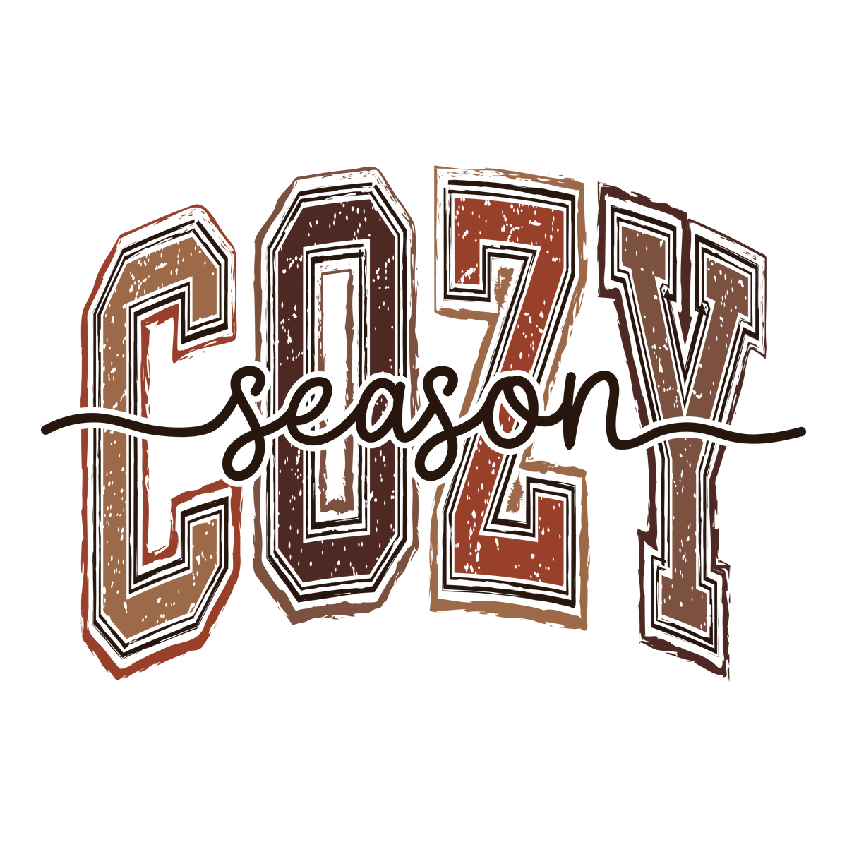 Cozy Season Retro Varsity Lettering – Fall Ready to Press DTF Transfer
