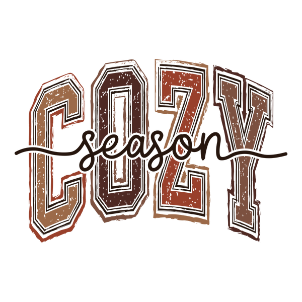 Cozy Season Retro Varsity Lettering – Fall Ready to Press DTF Transfer
