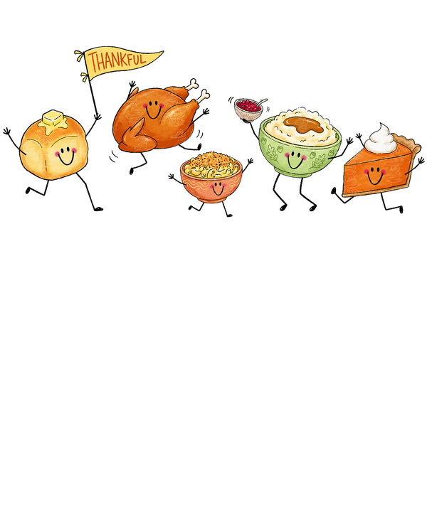 Thankful Dancing Thanksgiving Food Characters – Thanksgiving Ready to Press DTF Transfer