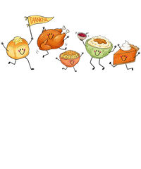 Thankful Dancing Thanksgiving Food Characters – Thanksgiving Ready to Press DTF Transfer