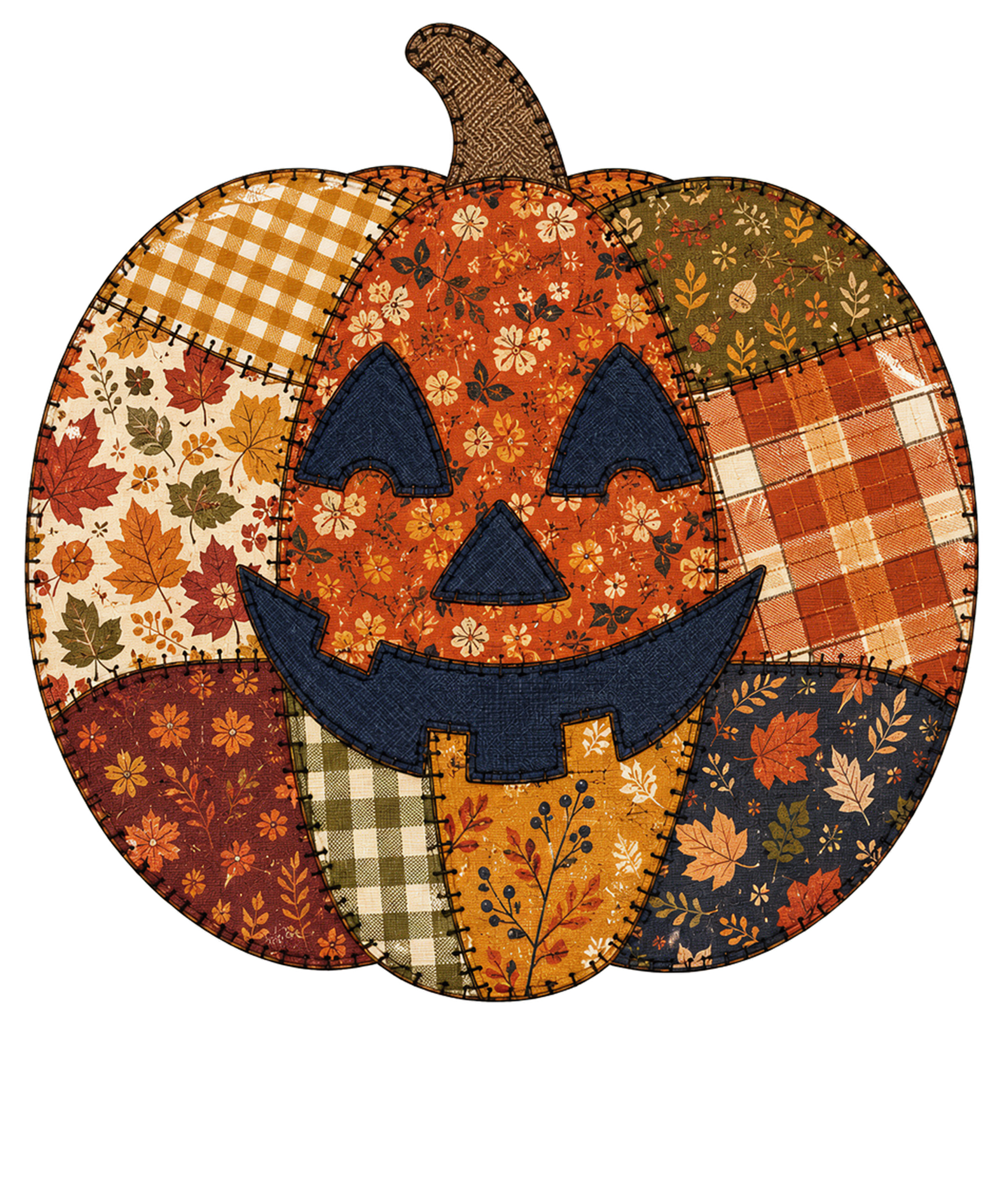 Patchwork Jack O Lantern Pumpkin – Halloween Ready to Press DTF Transfer