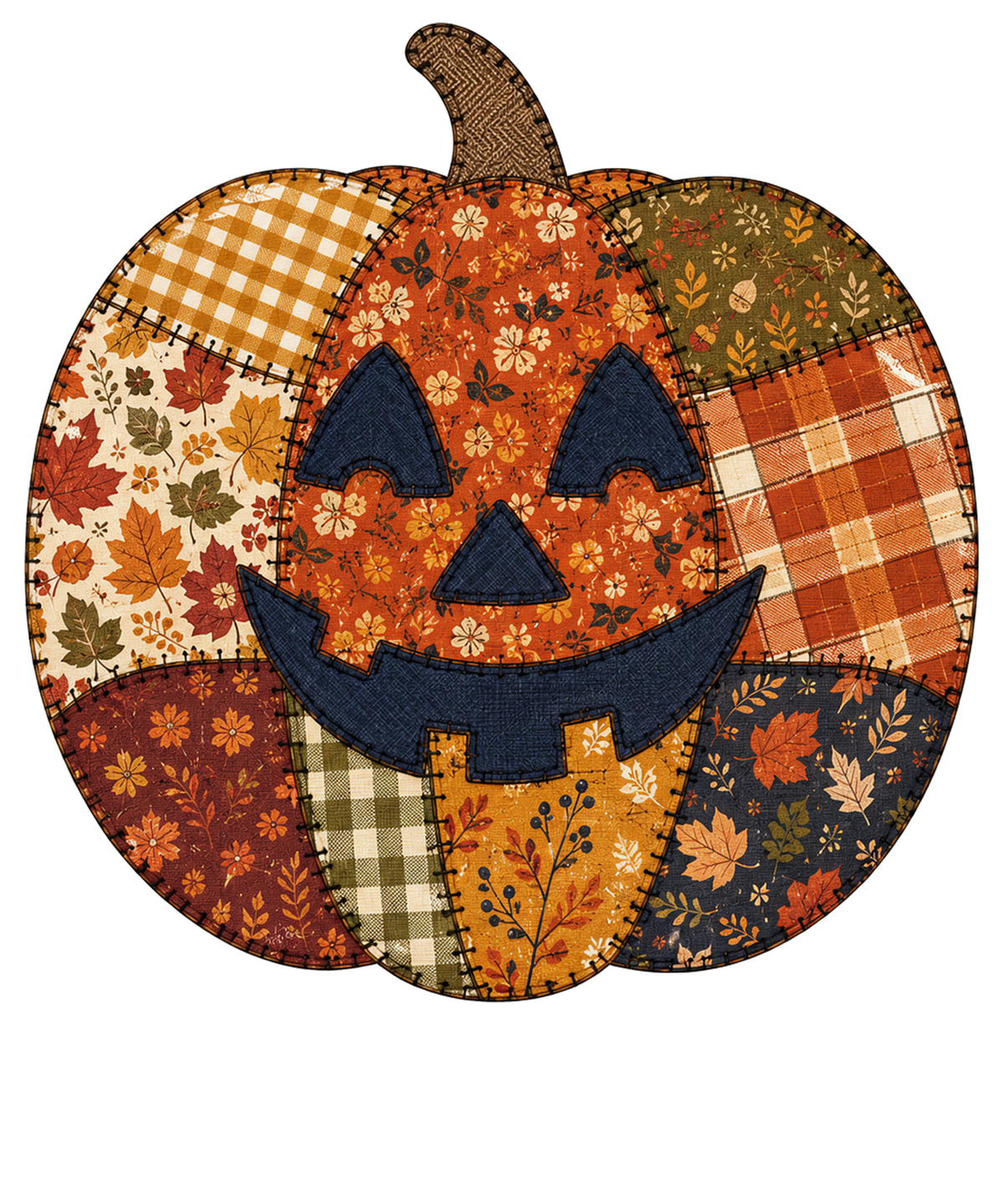 Patchwork Jack O Lantern Pumpkin – Halloween Ready to Press DTF Transfer