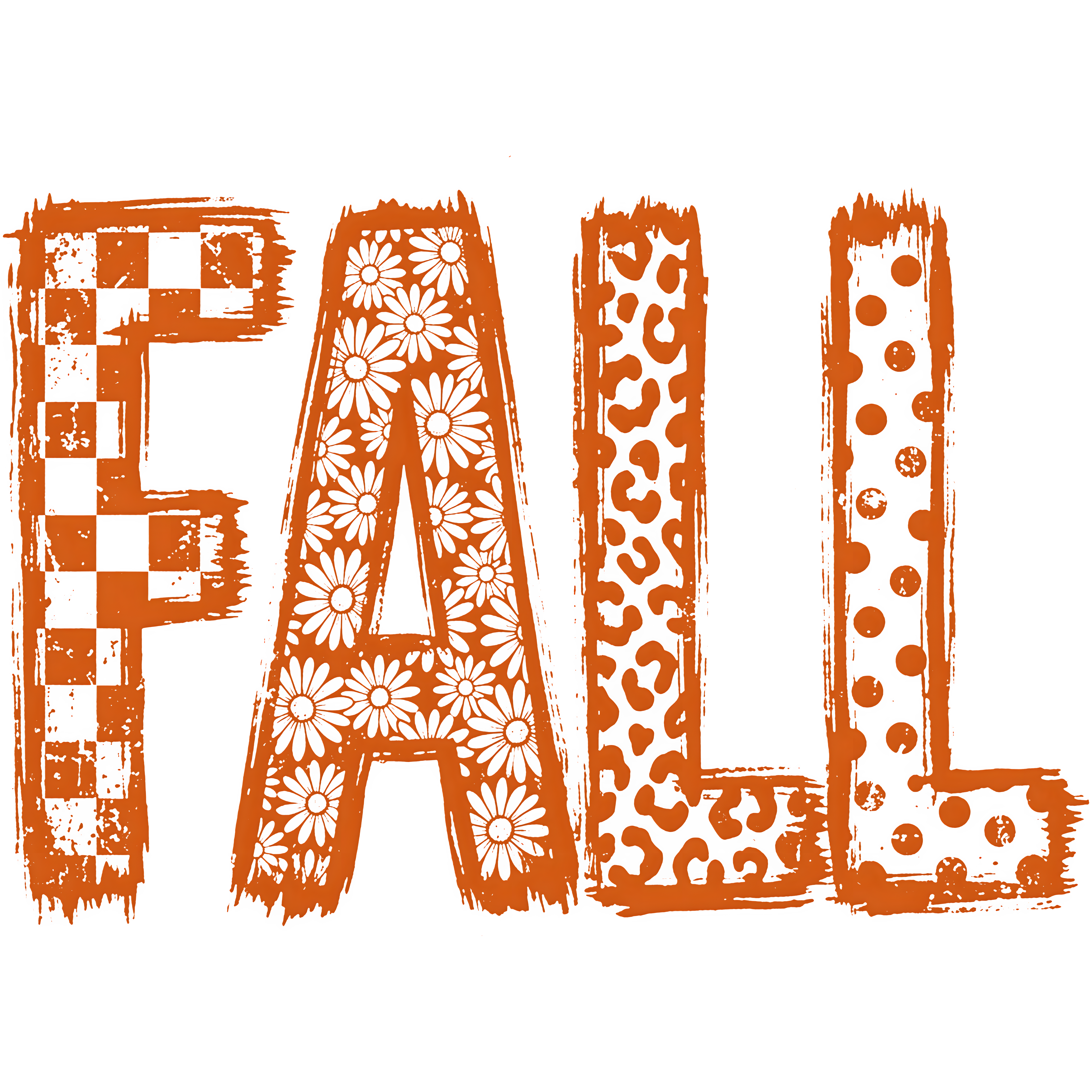 Orange Patterned Fall Letters – Fall Ready to Press DTF Transfer