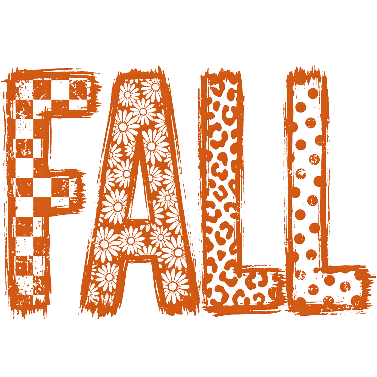 Orange Patterned Fall Letters – Fall Ready to Press DTF Transfer