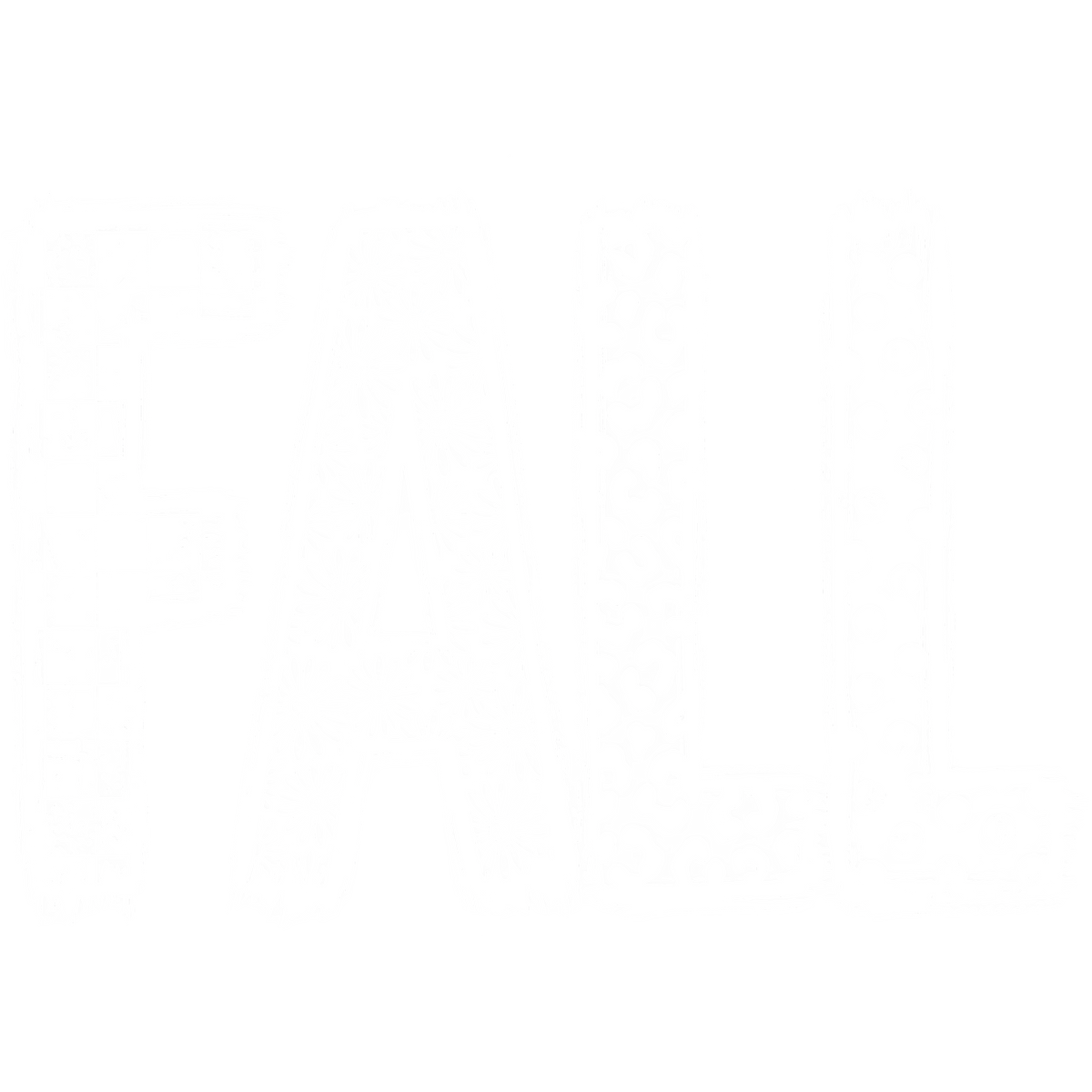 White Patterned Fall Letters – Fall Ready to Press DTF Transfer