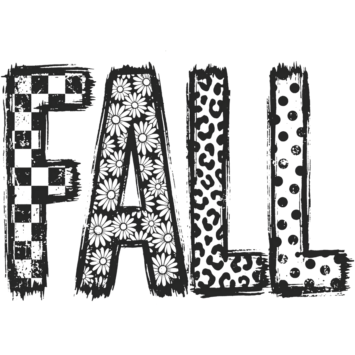 Black Patterned Fall Letters – Fall Ready to Press DTF Transfer