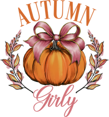 Autumn Girly Pumpkin with Pink Bow - Ready to Press DTF Transfer