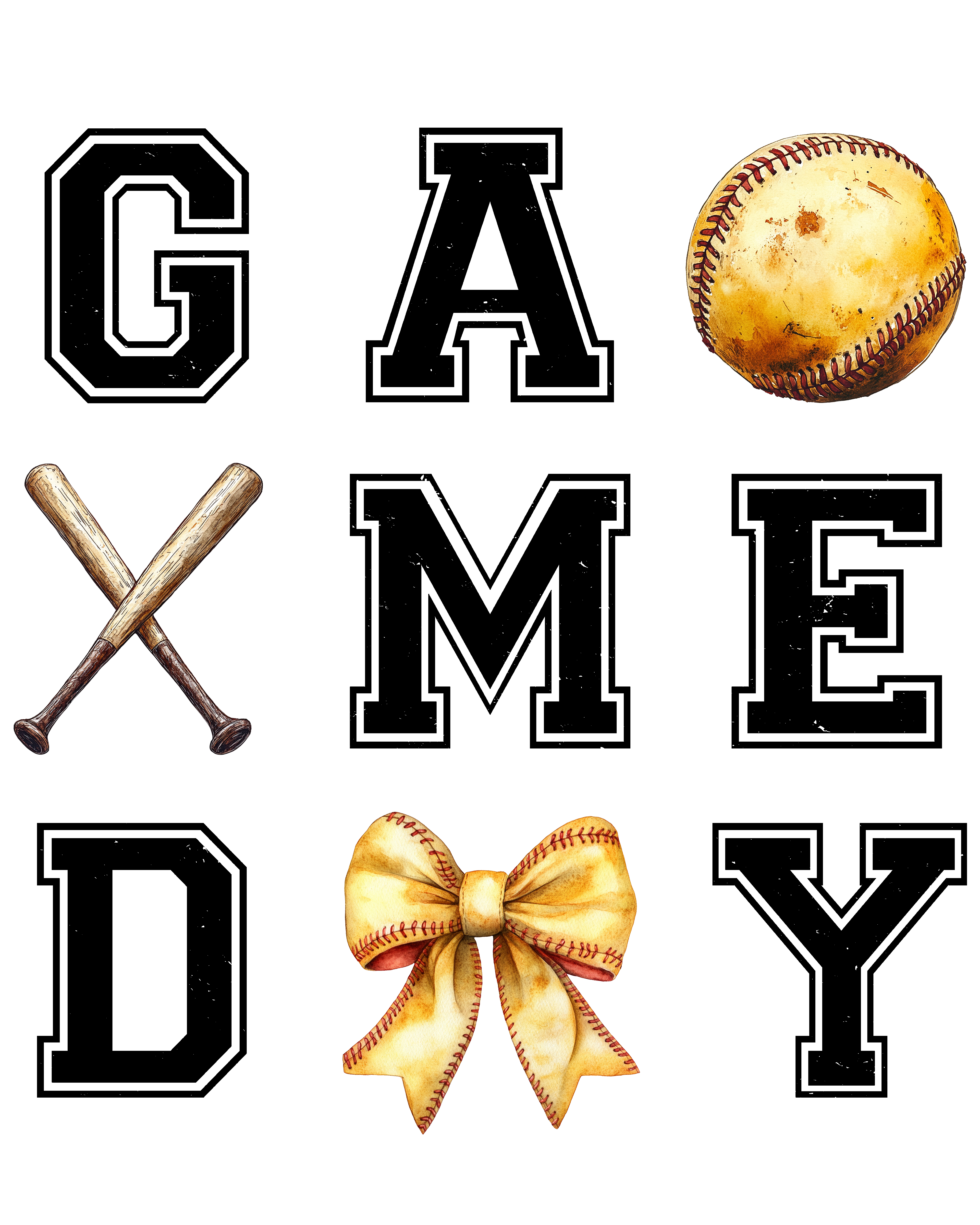 Baseball Game Day Bow – Cute Vintage Softball Ready to Press DTF Transfer