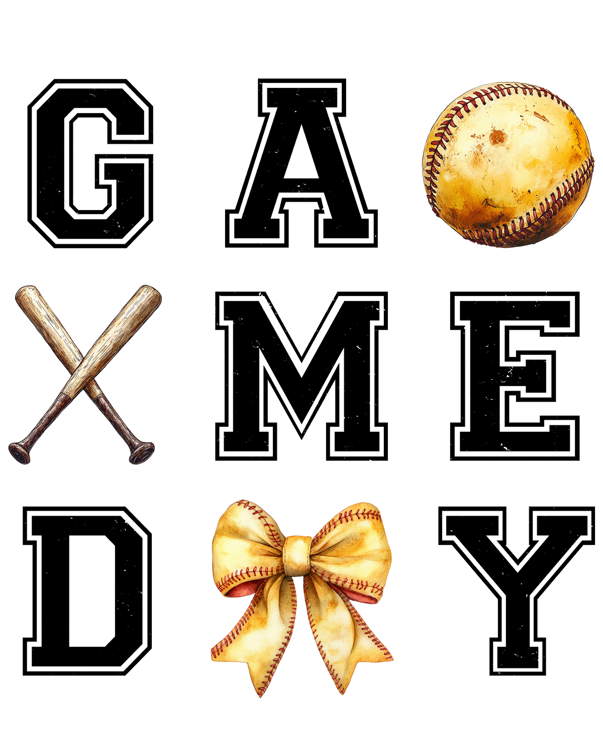 Baseball Game Day Bow – Cute Vintage Softball Ready to Press DTF Transfer