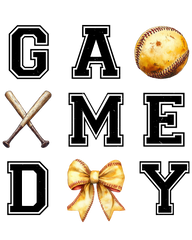 Baseball Game Day Bow – Cute Vintage Softball Ready to Press DTF Transfer