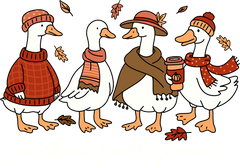 Just a Fall Goose – Cozy Autumn Ducks with Scarves Ready to Press DTF Transfer