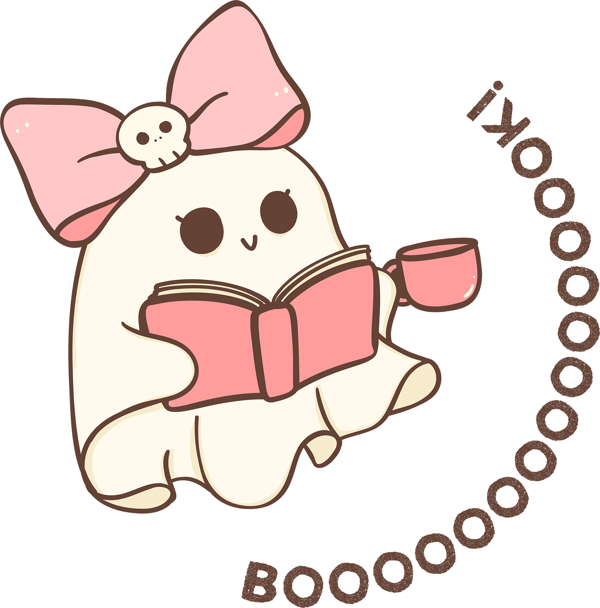 Booook Ghost – Cute Reading GhosT Ready to Press DTF Transfer