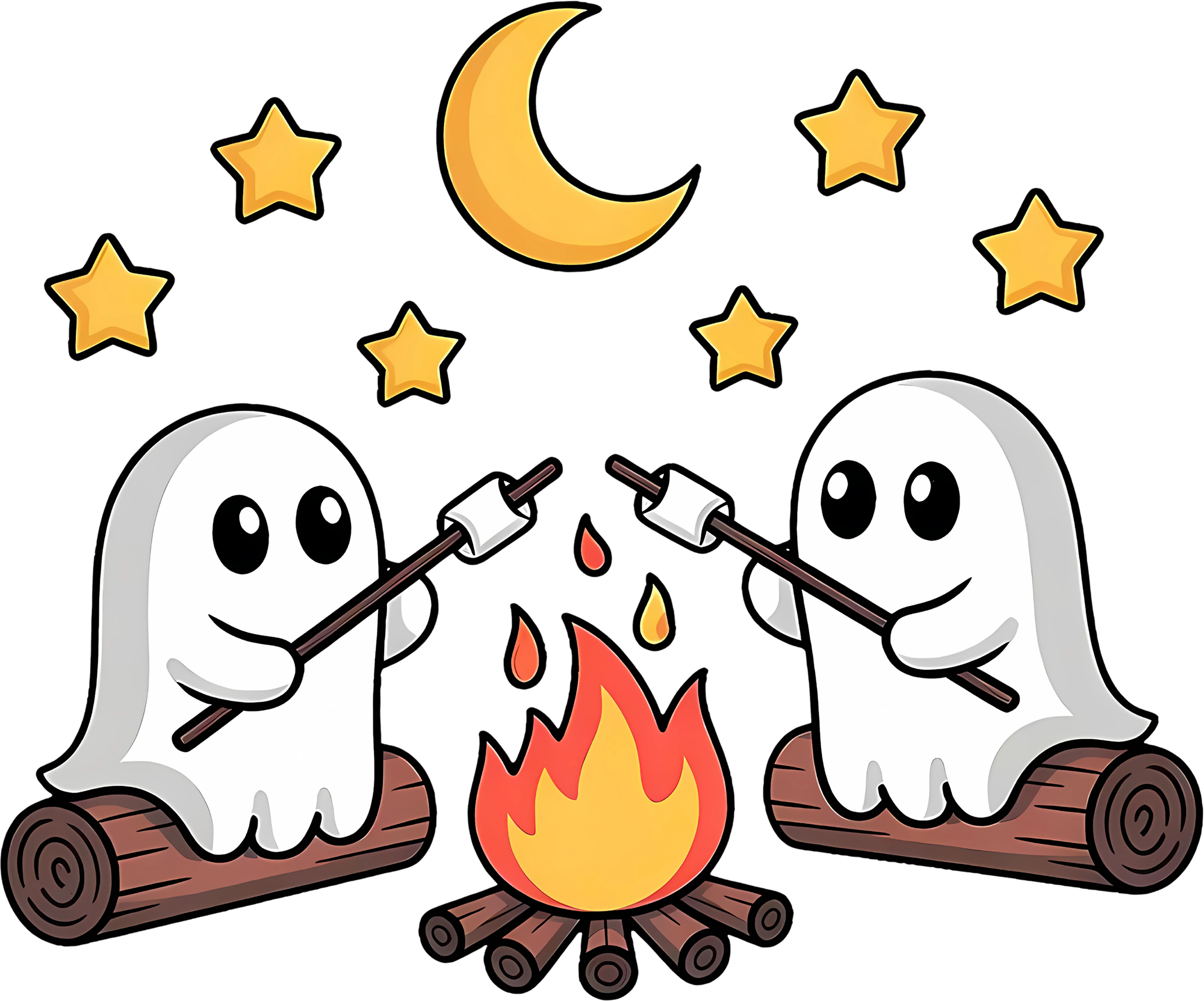 Spooky Cute Campfire Ghosts - Ready to Press DTF Transfer