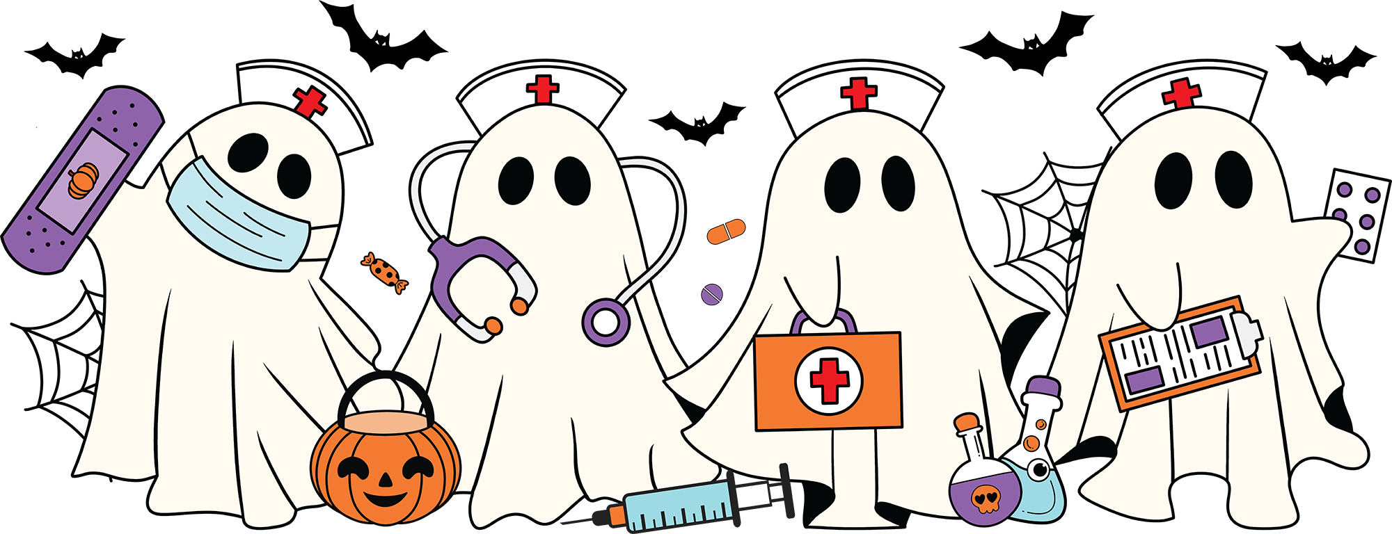 Spooky Nurse Ghost - Ready to Press DTF Transfer