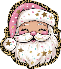 Pink Leopard Santa - Ready to Press DTF Transfer
