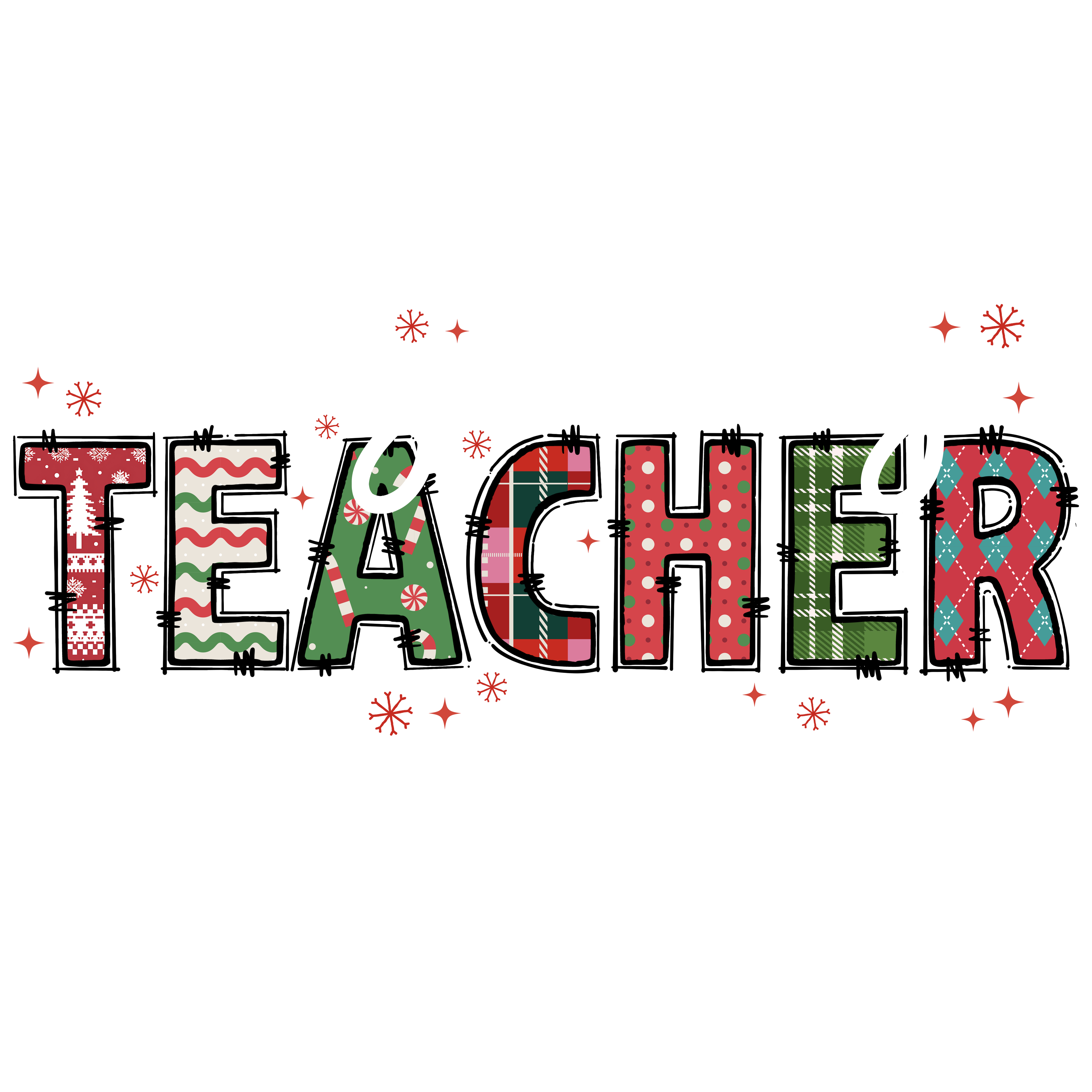 Very Merry Teacher - Christmas Ready to Press DTF Transfer